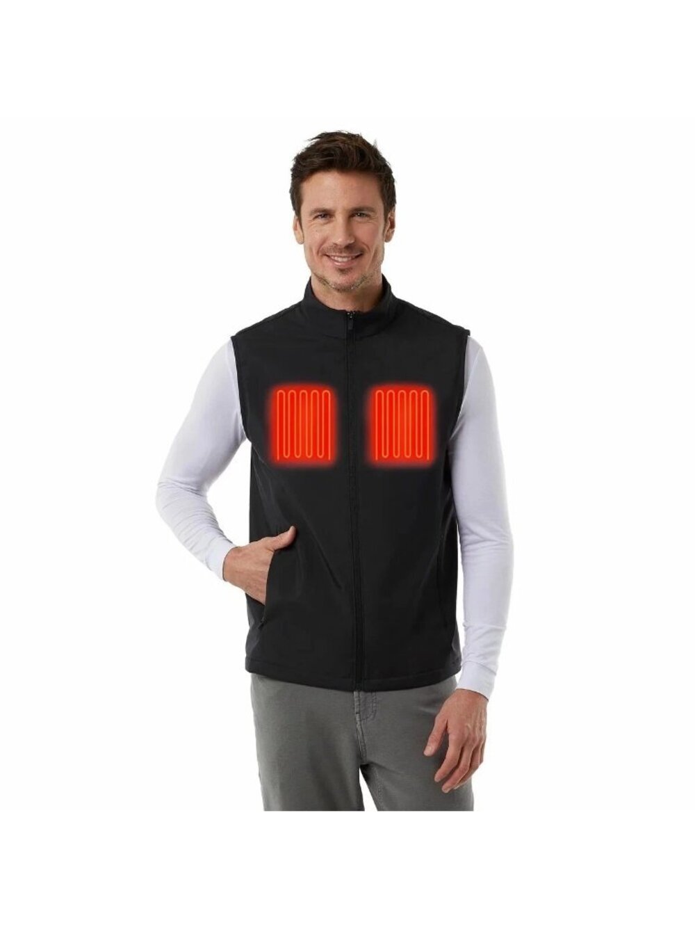 NWT 32 Degrees Heat Men's L Heated Vest Adjustable Heat Rechargeable Black